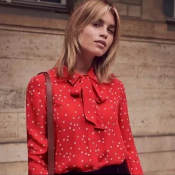 Sezane Tops - Sézane size 36/us 4 Red with flowers beautiful blouse